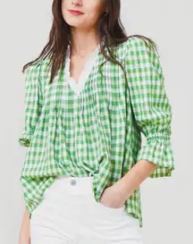 NWT Hunter Bell Mia Green Gingham Plaid Top Size S