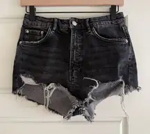 Zara Black Denim High Waisted Shorts Size 6
