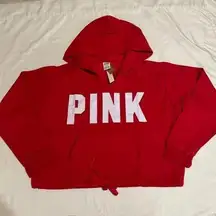 PINK Victoria secret FLEECE CROPPED CINCHED CAMPUS HOODIE