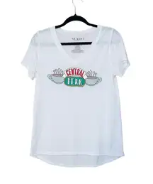Friends Central Perk White V-neck Short Sleeve Graphic Tee