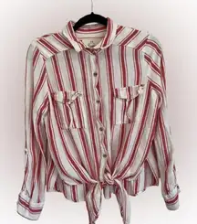 Thread & Supply Luxe Linen and Rayon Blend Button Down Top Size L