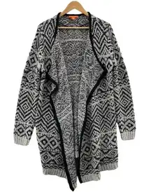 Joe Fresh Cardigan Sweater‎ Womens XL Black White Acrylic Polyester Drape Front