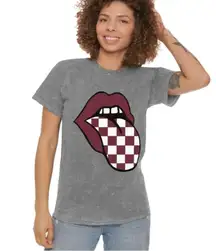 Gameday Graduate Maroon/White Retro Tongue Tee in Mineral Gray Size Medium