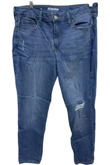Sonoma Skinny Distressed Knee Jeans Denim Size 14 Minimal Stretch Fit Med Wash