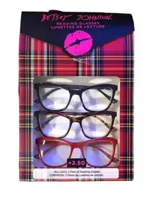 Betsey Johnson Reading Glasses NEW Set of 3 +2.50