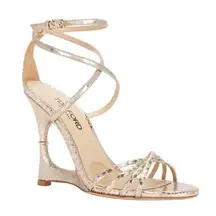 TOM FORD Paradis Stamped Python Strappy Sandals in Champagne 40 with Box Heels