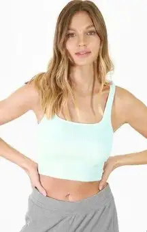 New Oasis Blue Green Ribbed Square Neck Crop Top