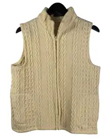 John‎ Branigan Weavers Cable Knit Wool Vest Cream Ivory Aran Style  Ireland M