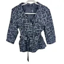 Sandro Black Gray Collared Belted Soft Shell Trendy Dressy Button Up Jacket Sz S