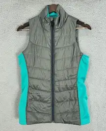 Oakley vest womens small gray green packable hood outdoors camping hiking