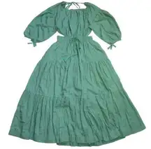 NWT Free People Ibiza Midi in Mermaid Green Open Back Maxi Sun Dress M $118