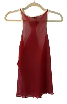 Nike Mesh Tank Top Size Medium (est) Crimson Red White Activewear Athlesiure