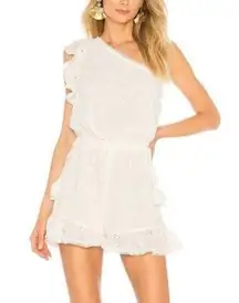 Tularosa Davey Romper Ivory Embroidered Boho White Eyelet One Shoulder Size XL