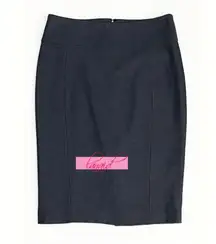 Express Blue Button-Up Back Slit Denim Jean-Like Seamed Pencil Skirt Career 0