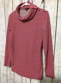 Talbots Size Small Coral & Black Turtleneck Button Accent Collar ❄️☃️