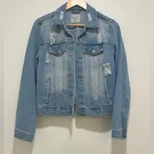 Love Tree Denim Distressed Jean Jacket Size Medium