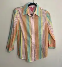 Vintage Tommy Hilfiger pastel multicolor striped button down shirt preppy