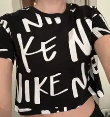 Black White Logo Graphic Crop Tee