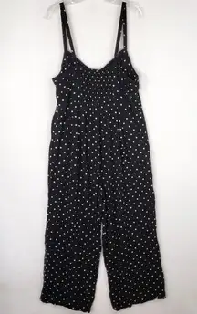 Torrid Challis Jumpsuit Women's 2 Black White Polka Dot Wide Leg Sleeveless Y2K