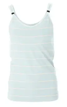 KicKee Print Luxe Bamboo Fresh Air Road Trip Teal Stripe Nursing Tank Top Medium