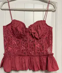 En Saison Pink Red Lace Top