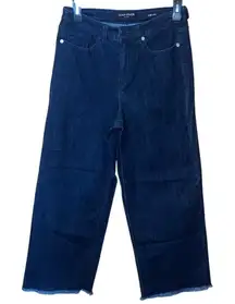 Susan Graver Dark Wash High Rise Non Distressed Wide Leg Crop Sz 6 #753