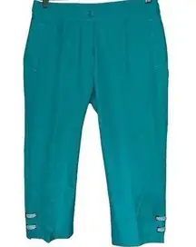 EP Pro Women’s Size 4 Teal Green Golf Capri Ankle Detailing Performance Pants