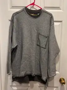 Mod-O-Doc Gray Cotton Big Size Pullover Sweatshirt With Pocket OSFM Vintage Cozy