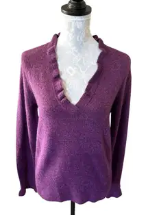 Sundance Sweater Womens Purple Long Sleeve Ruffle Size Small