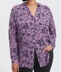 Anthropologie , New Pilcro Romy Relaxed Buttondown Purple Floral Shirt Size 1X