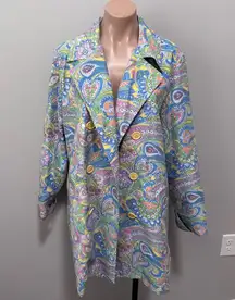 Izod Outerwear Paisley Floral Trench Coat Medium Spring Jacket Mid Length