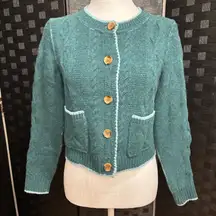 Sundance Wool Sloan Cardigan Cropped Sweater Womens PXS Preppy Costal Grandma