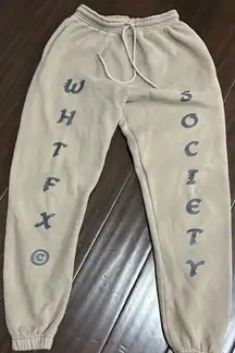 White Fox “WHTFX SOCIETY” Tan XS sweatpants