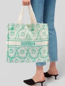 CHRISTIAN DIOR Canvas Dioriviera Toile de Jouy Soleil Tote in Aquamarina