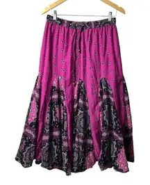 Truly 4 U‎ Paisley Print Pleated Skirt Elastic Waist Drawstring Purple Women’s S