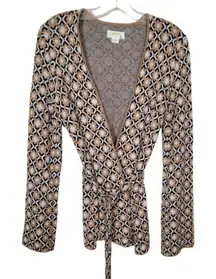 Mauve Anthropologie Wrap Belted Longline Sweater Topper Size Small Diamond‎