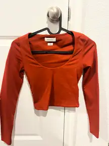 aritzia  orange long sleeve tight shirt