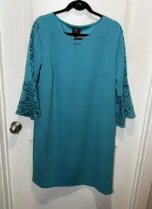 JM Collection Bell Sleeve Lace Dress Teal XL Women's Wedding Formal X-Large