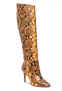 Steve Madden Kimari Snakeskin Heeled Knee High Boots Mustard Yellow Sz 6.5