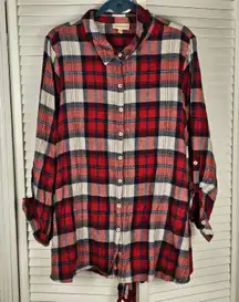 Modcloth Womens Red‎ Plaid Flannel Shirt 3X