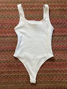 AMERICAN EAGLE WHITE RIBBED TANK BODYSUIT ONE PIECE