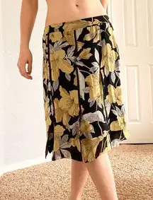 Bob Mackie 100% Silk Floral Skirt