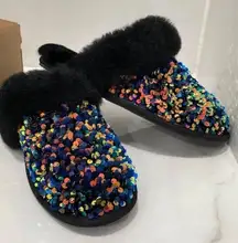 UGG multi-sparkle fur slip ons