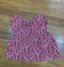 Y2K GAP Cami Top Floral‎ Print Tie Front Sleeveless Casual Blouse Cotton Summer