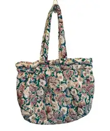 Vintage 80's Quilted Floral Magnetic Closure Tote Bag