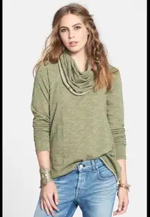 Free People Green Cocoon Cowl Neck Sweater Two Body