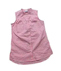 Columbia womens coral white checkered sleeveless blouse size M