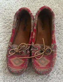 Minnetonka Women's‎ Moccasin Slippers Aztec Woven Textile Slip On Shoes Size 5.5
