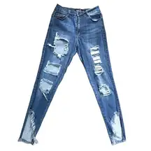 Fashion Nova  Cut Out Distressed High Rise Skinny Jeans