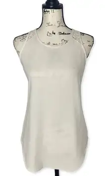 Van Heusen White Lace Back Sleeveless Blouse Size XS Button Closure Top